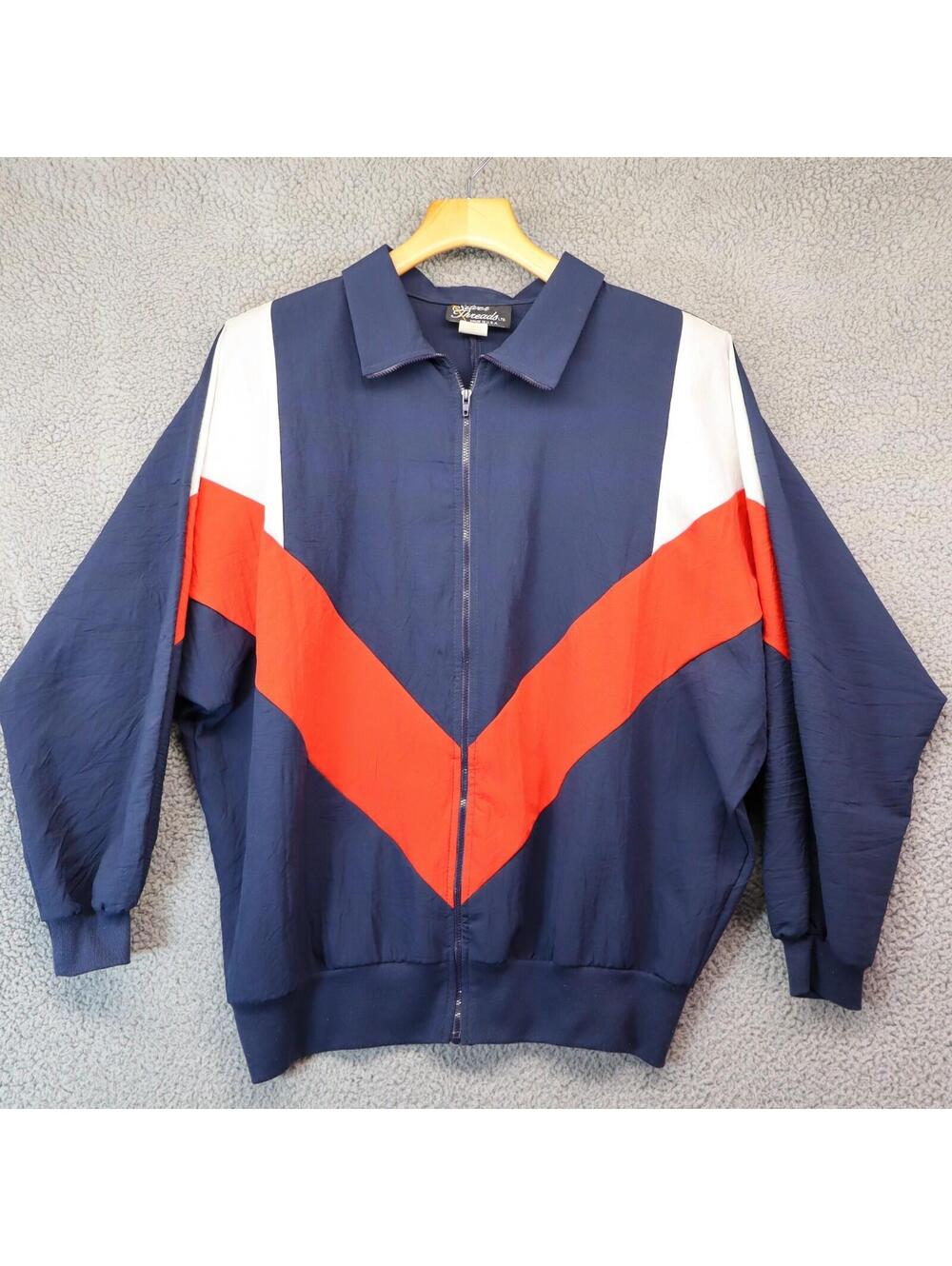 Silver Threads Women S Windbreaker USA 80s Blue Colorblock